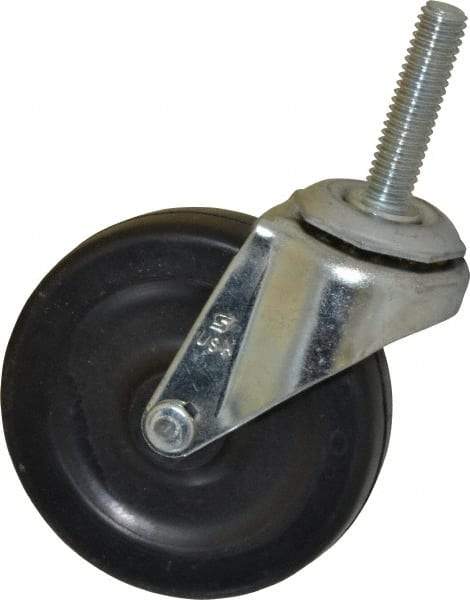 Shepherd - 3" Diam x 13/16" Wide x 3-1/2" OAH Stem Mount Swivel Caster - Soft Rubber, 110 Lb Capacity, Nylon Bearing, 3/8-16 x 1-1/2" Threaded Stem - Exact Industrial Supply