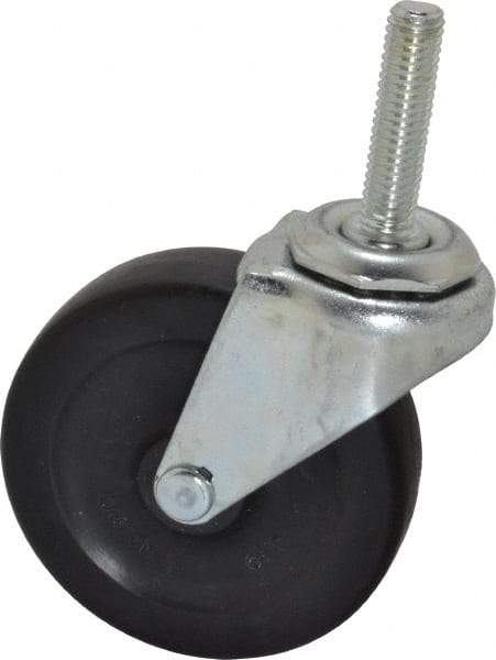Shepherd - 3" Diam x 13/16" Wide x 3-1/2" OAH Stem Mount Swivel Caster - Hard Rubber, 120 Lb Capacity, Nylon Bearing, 3/8-16 x 1-1/2" Threaded Stem - Exact Industrial Supply