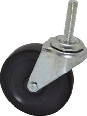 Shepherd - 3" Diam x 13/16" Wide x 3-1/2" OAH Stem Mount Swivel Caster - Hard Rubber, 120 Lb Capacity, Nylon Bearing, 3/8-16 x 1-1/2" Threaded Stem - Exact Industrial Supply