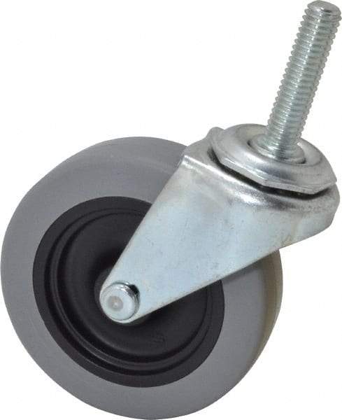 Shepherd - 3" Diam x 13/16" Wide x 3-1/2" OAH Stem Mount Swivel Caster - Polyurethane, 120 Lb Capacity, Plain Bearing, 3/8-16 x 1-1/2" Threaded Stem - Exact Industrial Supply