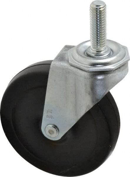Shepherd - 4" Diam x 15/16" Wide x 4-3/4" OAH Stem Mount Swivel Caster - Soft Rubber, 125 Lb Capacity, Nylon Bearing, 1/2-13 x 1-1/2" Threaded Stem - Exact Industrial Supply