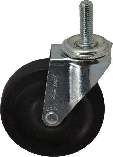Shepherd - 4" Diam x 15/16" Wide x 4-3/4" OAH Stem Mount Swivel Caster - Hard Rubber, 150 Lb Capacity, Nylon Bearing, 1/2-13 x 1-1/2" Threaded Stem - Exact Industrial Supply