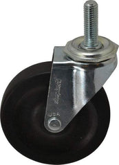 Shepherd - 4" Diam x 15/16" Wide x 4-3/4" OAH Stem Mount Swivel Caster - Hard Rubber, 150 Lb Capacity, Nylon Bearing, 1/2-13 x 1-1/2" Threaded Stem - Exact Industrial Supply