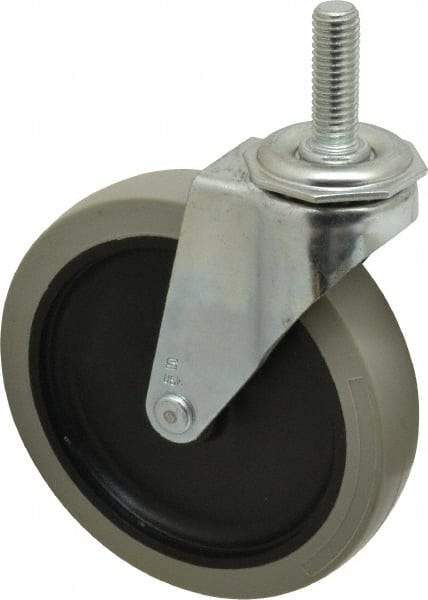 Shepherd - 5" Diam x 15/16" Wide x 5-3/4" OAH Stem Mount Swivel Caster - Polyurethane, 160 Lb Capacity, Nylon Bearing, 1/2-13 x 1-1/2" Threaded Stem - Exact Industrial Supply