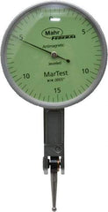 Mahr - 0.015 Inch Range, 0.0005 Inch Dial Graduation, Horizontal Dial Test Indicator - 1-1/2 Inch Green Dial, 0-15-0 Dial Reading - Exact Industrial Supply