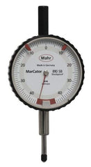 Mahr - 0.8mm Range, 0-45-0 Dial Reading, 0.01mm Graduation Dial Drop Indicator - 50mm Dial, 0.01mm Range per Revolution - Exact Industrial Supply