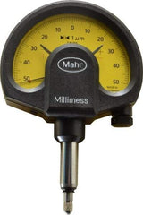 Mahr - 1 micro m Graduation, Accuracy Up to 1 m, 50 micro m Measurement, Dial Comparator Gage - 1 N Force, 2.8mm Overtravel, White - Exact Industrial Supply