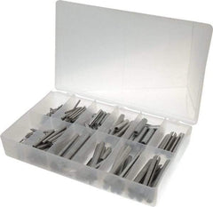 Made in USA - 500 Piece, 1/16 to 7/16" Pin Diam, Spring Pin Assortment - Zinc, Zinc Plated - Exact Industrial Supply