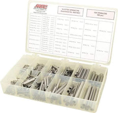 Made in USA - 500 Piece, 1/16 to 7/16" Pin Diam, Spring Pin Assortment - 420 Stainless Steel - Exact Industrial Supply