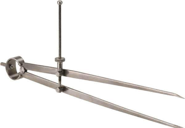 Value Collection - 12 Inch Leg, Spring Joint, Steel, Polished, Divider - 12 Inch Max Measurement, 300mm Max Measurement, Flat Leg with Quick Nut Adjustment - Exact Industrial Supply