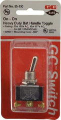 GC/Waldom - SPDT Heavy Duty On-On Toggle Switch - Screw Terminal, Bat Handle Actuator, 3/4 hp at 125/250 VAC hp, 277 VAC - Exact Industrial Supply