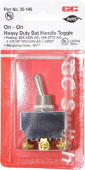 GC/Waldom - DPDT Heavy Duty On-On Toggle Switch - Screw Terminal, Bat Handle Actuator, 1-1/2 hp at 125/250 VAC hp, 277 VAC - Exact Industrial Supply