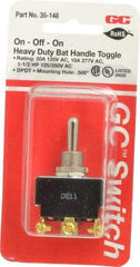 GC/Waldom - DPDT Heavy Duty On-Off-On Toggle Switch - Screw Terminal, Bat Handle Actuator, 1-1/2 hp at 125/250 VAC hp, 277 VAC - Exact Industrial Supply