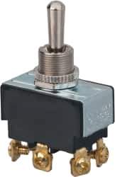 GC/Waldom - DPDT Heavy Duty On-Off-On Toggle Switch - Screw Terminal, Bat Handle Actuator, 1-1/2 hp at 125/250 VAC hp, 125/150 VAC - Exact Industrial Supply