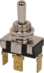 GC/Waldom - SPDT Heavy Duty On-Off-On Toggle Switch - Quick Connect Terminal , Bat Handle Actuator, 3/4 hp at 125/250 VAC hp, 125 VAC at 20 A & 250 VAC at 10 A - Exact Industrial Supply