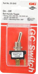 GC/Waldom - DPST Heavy Duty On-Off Toggle Switch - Quick Connect Terminal , Bat Handle Actuator, 3/4 hp at 125/250 VAC hp, 125 VAC at 20 A & 250 VAC at 10 A - Exact Industrial Supply