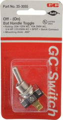 GC/Waldom - SPST Heavy Duty Off-On Toggle Switch - Quick Connect Terminal , Bat Handle Actuator, 3/4 hp at 125/250 VAC hp, 125/150 VAC - Exact Industrial Supply