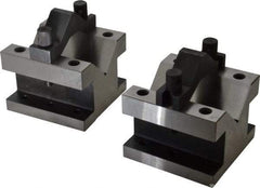 Value Collection - 2-9/16" Max Capacity, 90° Angle, Hardened Steel V-Block - 4-1/8" Long x 4-1/8" Wide x 3-1/16" High, Sold as 2 Block Set - Exact Industrial Supply