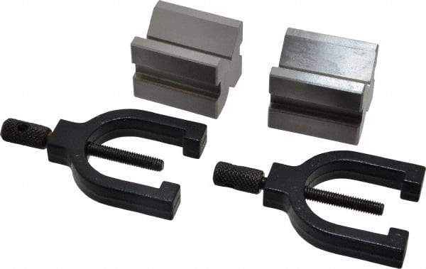 Value Collection - 7/16 to 13/16" Capacity, 90° Angle, Steel V-Block - 1-19/32" Long x 1-1/4" Wide x 1-1/4" High, Sold as 2 Block Set - Exact Industrial Supply