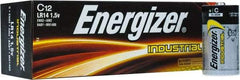 Energizer - Size C, Alkaline, 12 Pack, Standard Battery - 1.5 Volts, Button Tab Terminal, LR14, ANSI, IEC Regulated - Exact Industrial Supply