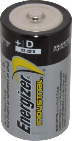 Energizer - Size D, Alkaline, 12 Pack, Standard Battery - 1.5 Volts, Button Tab Terminal, LR20, ANSI, IEC Regulated - Exact Industrial Supply