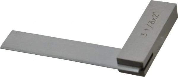 Value Collection - 3-1/8" Blade Length, 2" Base Length Steel Square - 0.0003" Accuracy, Beveled Edge - Exact Industrial Supply