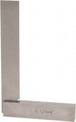 Value Collection - 6-1/4" Blade Length, 4" Base Length Steel Square - 0.0003" Accuracy, Beveled Edge - Exact Industrial Supply