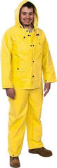 OnGuard - Size S, Yellow, Chemical, Rain Three Piece Suit - Detachable Hood - Exact Industrial Supply