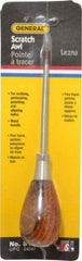General - 6-1/2" OAL Steel Scratch Awl - Hardwood Handle - Exact Industrial Supply