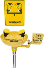 Bradley - Wall Mount, Plastic Bowl, Eye & Face Wash Station - 1/2" Inlet, 30 to 90 psi Flow, 3 GPM Flow Rate - Exact Industrial Supply