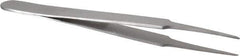 Value Collection - 4-1/4" OAL Stainless Steel Assembly Tweezers - Narrow Sharp Points - Exact Industrial Supply