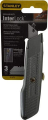 Stanley - Retractable Utility Knife - Enamel (Color) Zinc Handle, 3 Blades Included - Exact Industrial Supply