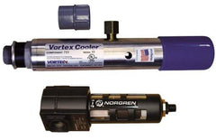 Vortec - 900 BTU per Hour, Vortex Enclosure Cooler without Thermostat - 3/8 Inch Diameter, 1/4 NPT Thread, 15 Cubic Ft. per min - Exact Industrial Supply