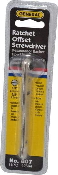 General - Ratcheting Offset Standard Slotted Screwdriver - 3-7/8" OAL - Exact Industrial Supply