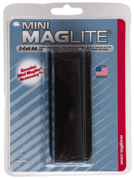 Mag-Lite - Leather Mini/Pocket Flashlight Belt Holster - Black, Compatible with Maglite AA Batteries - Exact Industrial Supply
