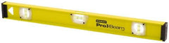 Stanley - 48" Long 3 Vial I-Beam Level - Aluminum, Yellow, 1 Level & 2 Plumb Vials - Exact Industrial Supply