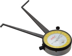 Value Collection - 2-7/8 to 3-7/8" Black Oxide & Chrome Plated Inside Dial Caliper Gage - 0.001" Graduation, 0.038mm Accuracy, 3-1/4" Leg Length, Ball Contact Points - Exact Industrial Supply