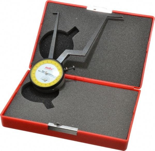 Value Collection - 3-1/4 to 4-1/4" Black Oxide & Chrome Plated Inside Dial Caliper Gage - 0.001" Graduation, 0.038mm Accuracy, 3-1/4" Leg Length, Ball Contact Points - Exact Industrial Supply