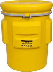 Eagle - 65 Gallon Capacity, Metal Band with Bolt Closure, Yellow Salvage Drum - 55 Gallon Container ,Polyethylene, 440 Lb. Capacity, UN 1H2/X200/S Listing - Exact Industrial Supply