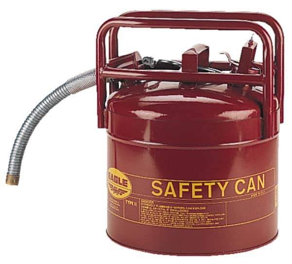 Eagle - 5 Gal Galvanized Steel Type II DOT Safety Can - 15-3/4" High x 12-1/2" Diam, Red with Yellow - Exact Industrial Supply