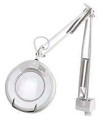 Value Collection - 38 Inch, Swing Arm, Clamp on, Fluorescent, White, Magnifying Task Light - 22 Watt, 1.75x Magnification, 5 Inch Wide, 5 Inch Long - Exact Industrial Supply