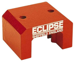 Eclipse - 2 Hole, 0.374" Hole Diam, 3-1/4" Overall Width, 3-1/8" Deep, 2-1/8" High, 101 Lb Average Pull Force, Alnico Power Magnets - 20.65mm Pole Width, 550°C Max Operating Temp, Grade 5 Alnico - Exact Industrial Supply