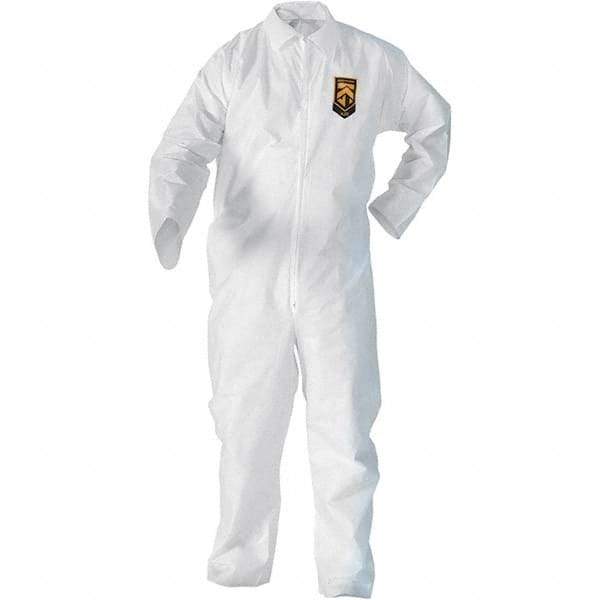 KleenGuard - Size 2XL SMS General Purpose Coveralls - White, Zipper Closure, Elastic Cuffs, Elastic Ankles, Serged Seams - Exact Industrial Supply
