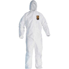 KleenGuard - Size XL SMS General Purpose Coveralls - White, Zipper Closure, Elastic Cuffs, Elastic Ankles, Serged Seams - Exact Industrial Supply