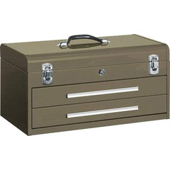 Kennedy - 2 Drawer Tool Box - 20-1/8" Wide x 8-5/8" Deep x 9-3/4" High, Steel, Brown - Exact Industrial Supply