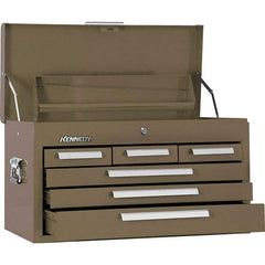 Kennedy - 6 Drawer Tool Chest - 26-1/8" Wide x 12-1/8" Deep x 14-3/4" High, Steel, Brown - Exact Industrial Supply