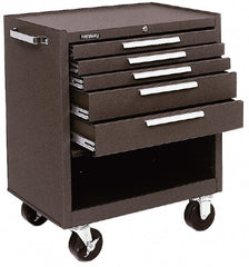 Steel Tool Roller Cabinet: 5 Drawers Brown