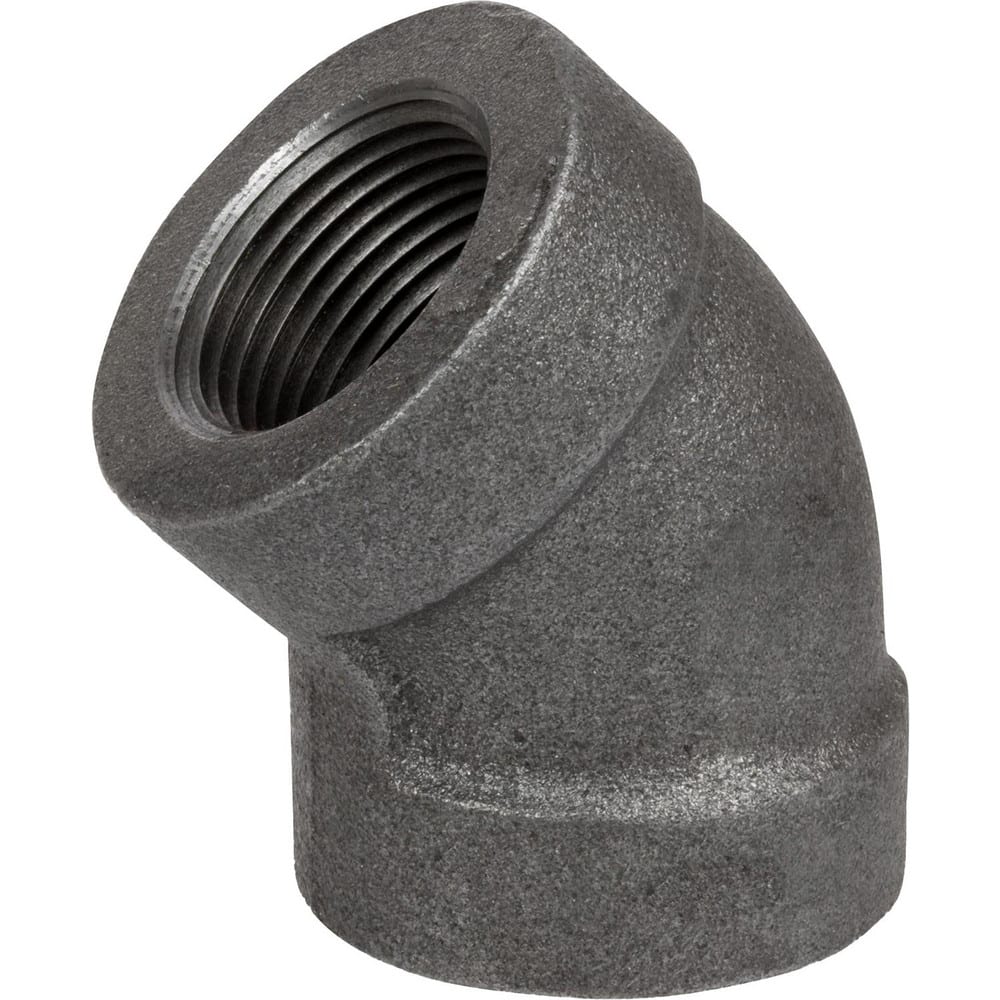 Black Pipe Fittings; Fitting Type: Elbow; Fitting Size: 1-1/2″; Material: Malleable Iron; Finish: Black; Fitting Shape: 45 ™ Elbow; Thread Standard: NPT; Connection Type: Threaded; Lead Free: No; Standards:  ™ASME ™B1.2.1;  ™ASME ™B16.3; ASTM ™A197;  ™UL