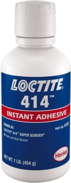 Loctite - 1 Lb Bottle Clear Instant Adhesive - Series 414, 24 hr Full Cure Time - Exact Industrial Supply