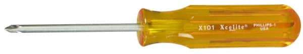 Xcelite - #1, 6-5/8" OAL, Standard Phillips Screwdriver - 3" Blade Length, Round Shank, Acetate Handle - Exact Industrial Supply